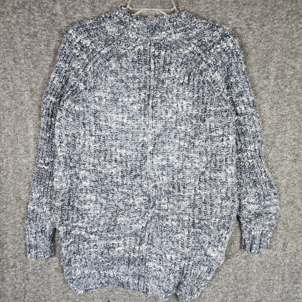 Ruff Hewn Sweater Women Large Marled Blue Wool Blend Chunky Knit Pullover EUC